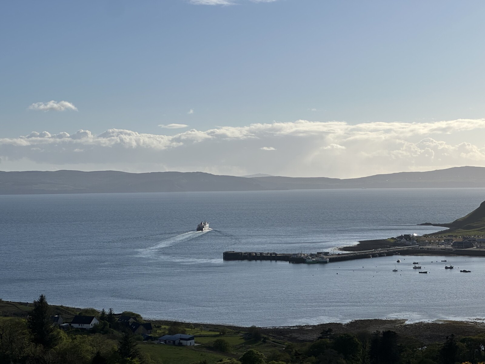 View over Uig Bay and the ferry, North Skye
